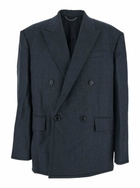 Juun.J Grey Double-breasted Jacket With Peaked Revers And Patch Pockets On Front In Wool Man