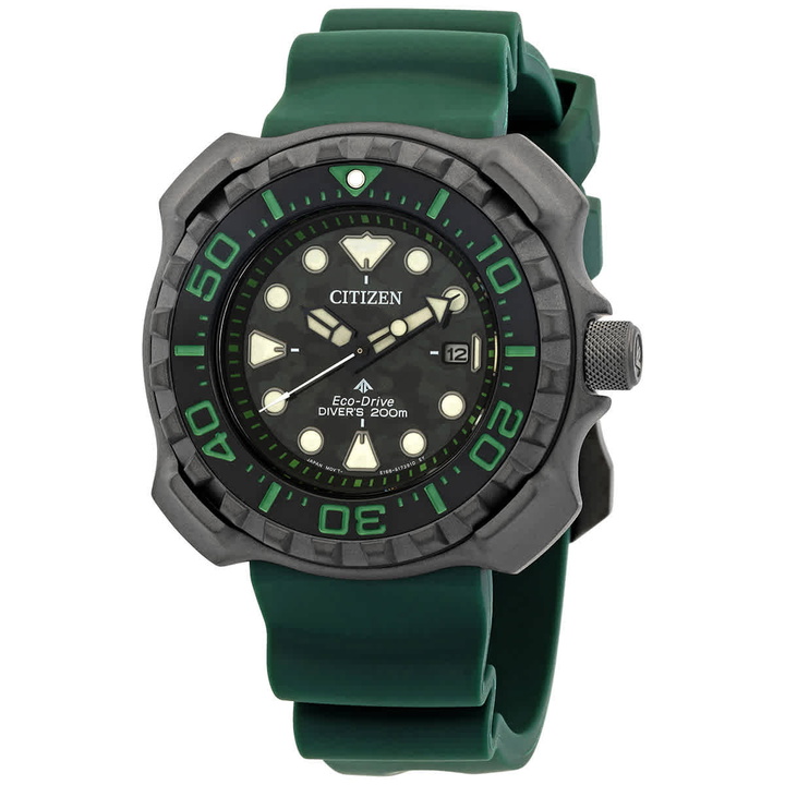 Photo: Citizen Eco-Drive Promaster Diver Green Dial Super Titanium Mens Watch BN0228-06W