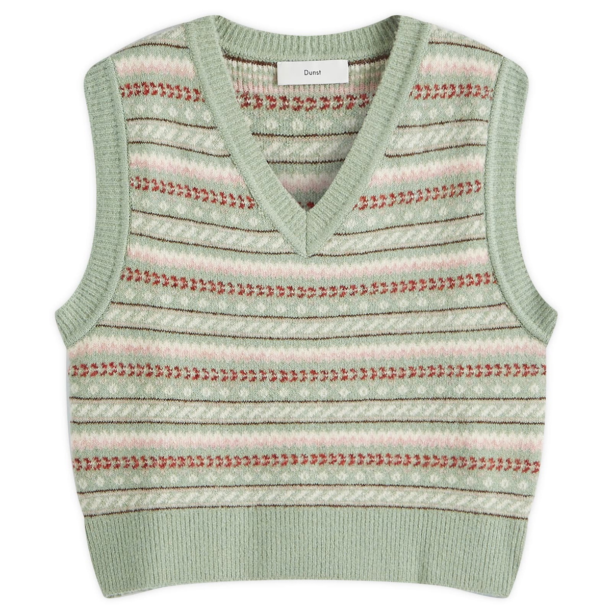 DUNST Women's Patterned Knit Vest in Soft Green