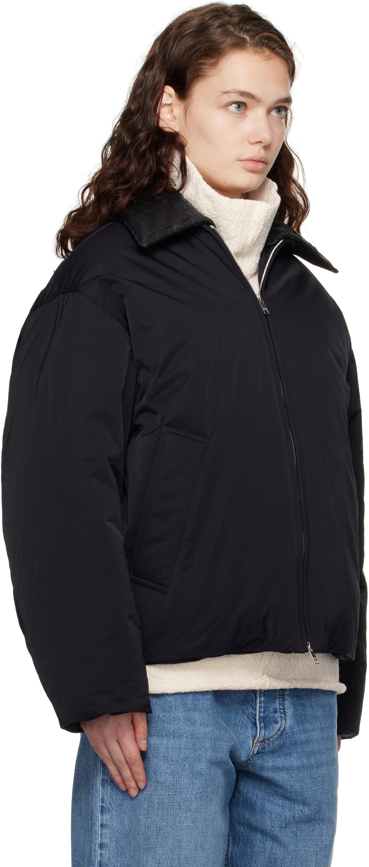 Bottega Veneta Black Tech Nylon Down Jacket