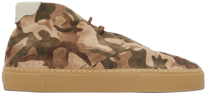 Photo: Saint Laurent Khaki Camo High-Top Sneakers