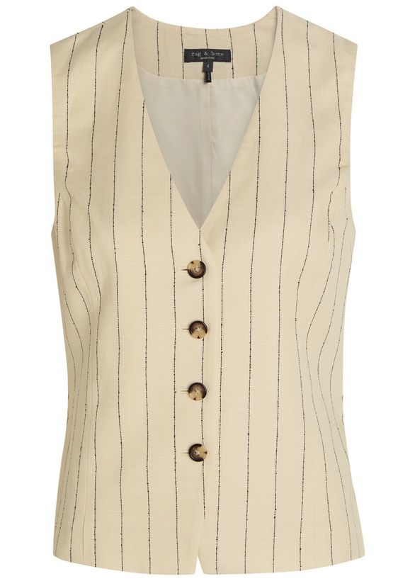 Photo: Rag & Bone Paulette Pinstriped Woven Vest White