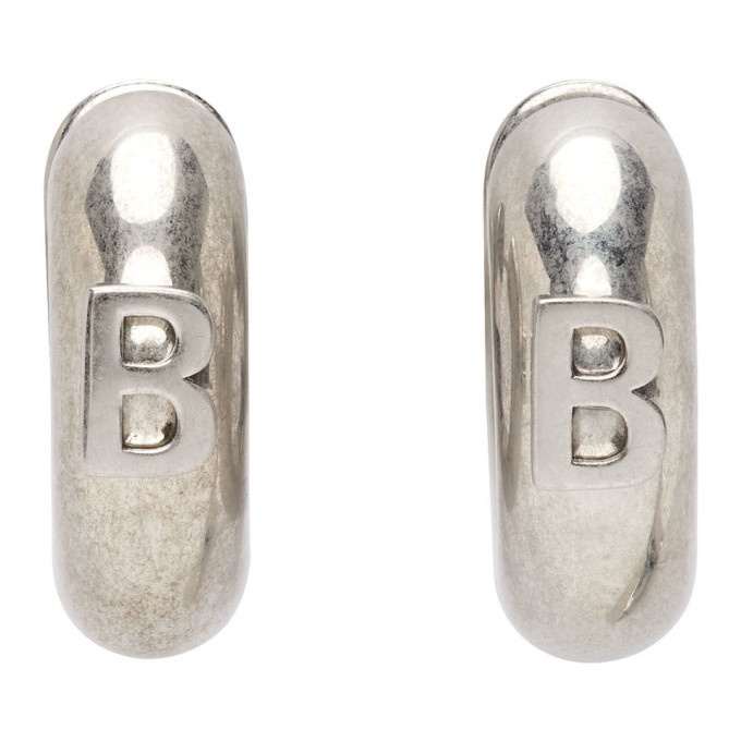 Photo: Balenciaga Silver Bronze Logo Earrings