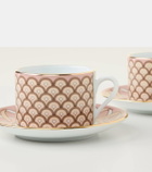La DoubleJ Impero set of 2 porcelain teacups and saucers