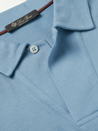 Loro Piana - Logo-Embroidered Cotton-Piqué Polo Shirt - Blue