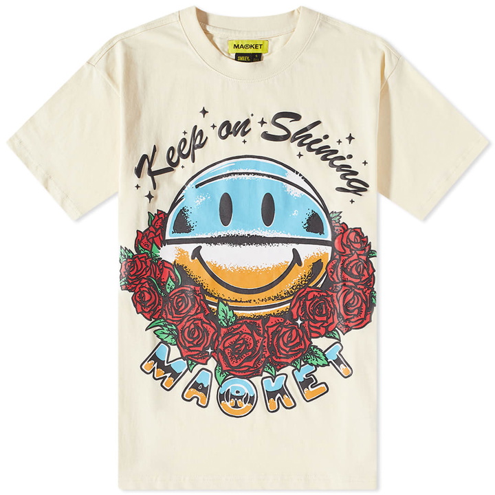 Photo: Market Men's Smiley Keep on Shining T-Shirt in Cream