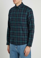 Les Deux Lennon Checked Cotton Overshirt Navy