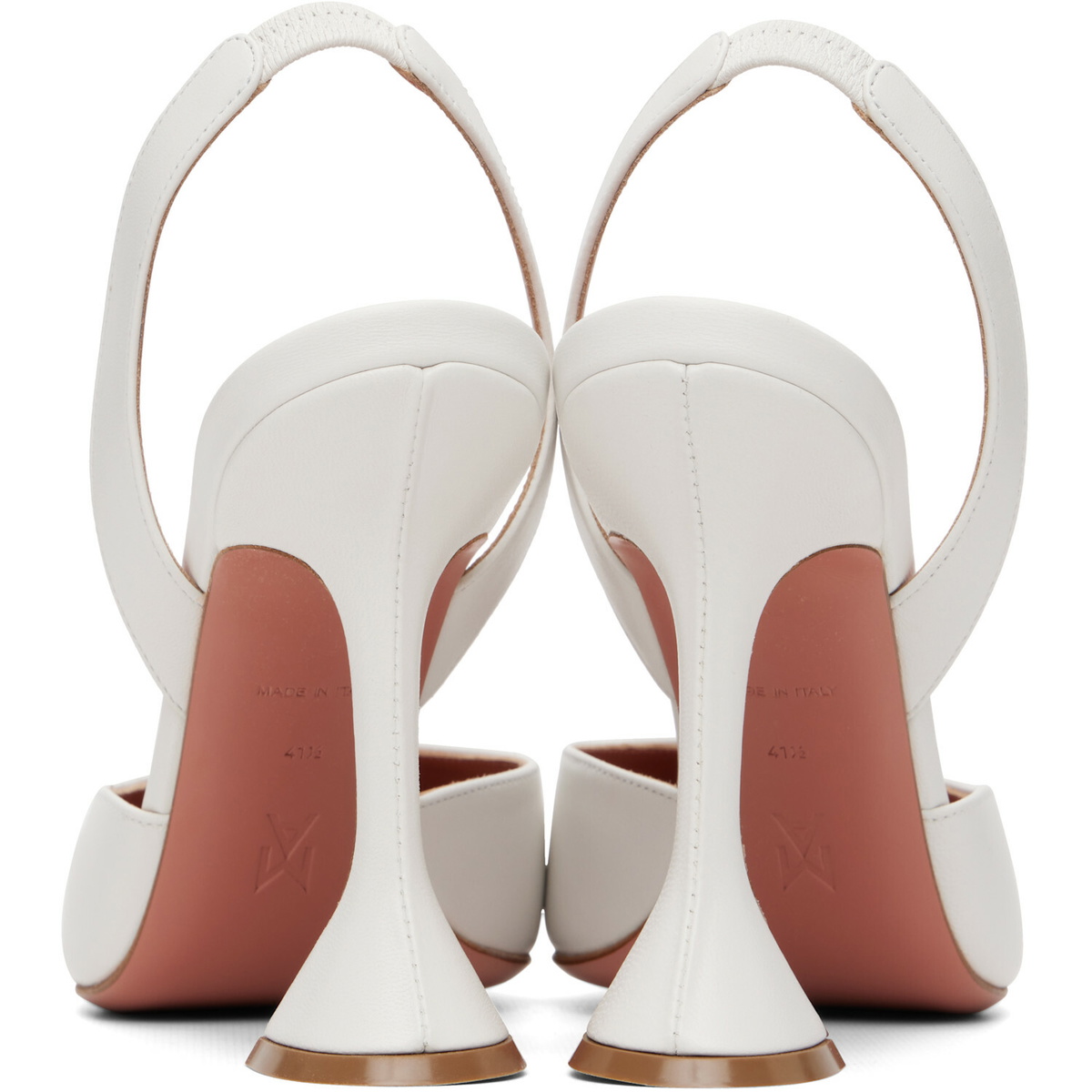 Amina Muaddi White Holli Sling 95 Heels