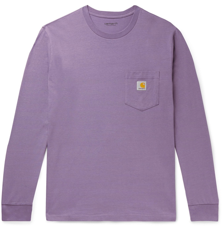 Photo: Carhartt WIP - Logo-Appliquéd Cotton-Jersey T-Shirt - Purple
