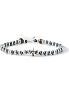 MIKIA - Sterling Silver and Glass Beaded Bracelet - Silver