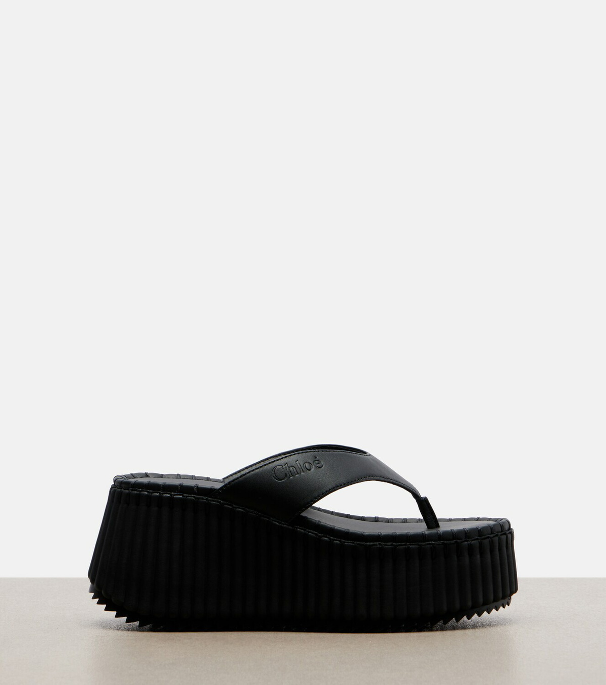 Chloé Nama leather platform thong sandals
