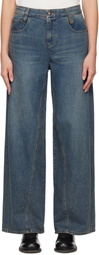 WOOYOUNGMI Blue Curved Wide Jeans