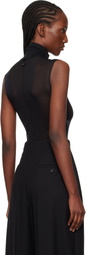 Mugler Black Sleeveless Tuxedo Bodysuit
