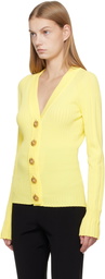 Balmain Yellow Buttoned V-Neck Light Knit Cardigan