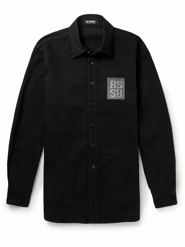 Photo: Raf Simons - Logo-Appliquéd Denim Shirt - Black