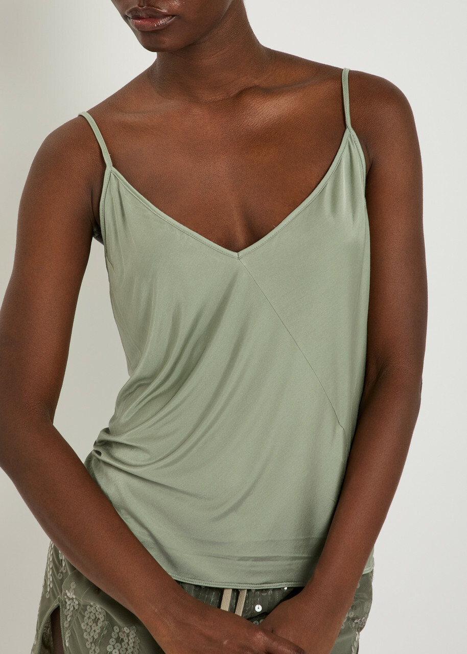 Rick Owens Lilies V-neck Jersey Slip top Light Green