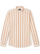 Hugo Boss - Jordi Slim-Fit Grandad-Collar Striped Cotton-Seersucker Shirt - Orange