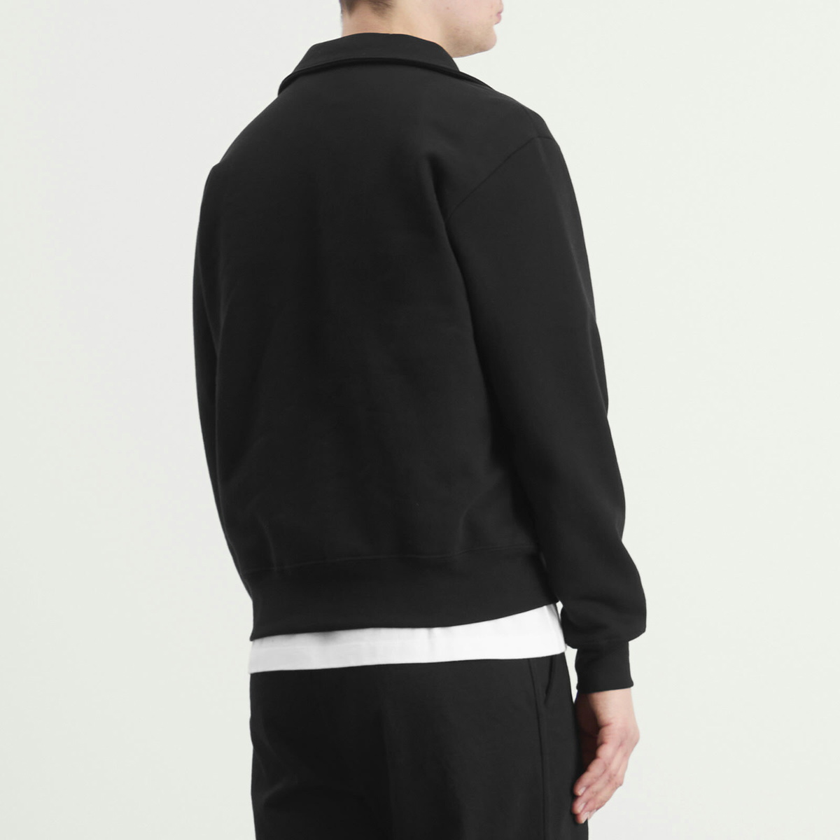 Lady White Co. Men's Cotton Wool Quarter Zip Sweatshirt in Black