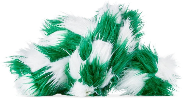 Photo: JIU JIE SSENSE Exclusive Green & White Faux-Fur Knot Cushion