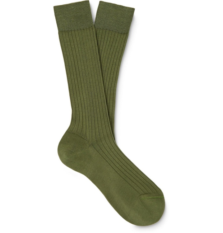 Photo: Charvet - Ribbed Cotton Socks - Green