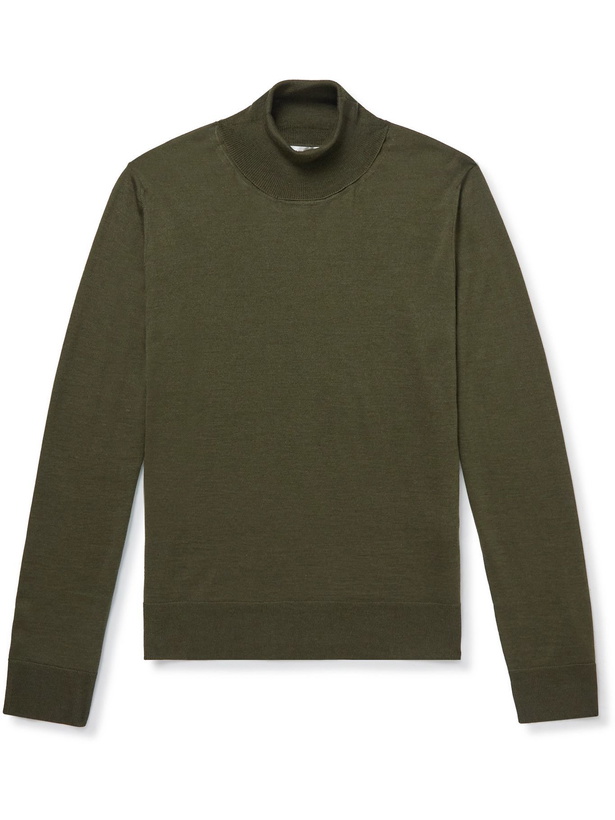 Photo: The Row - Emile Wool and Silk-Blend Rollneck Sweater - Green