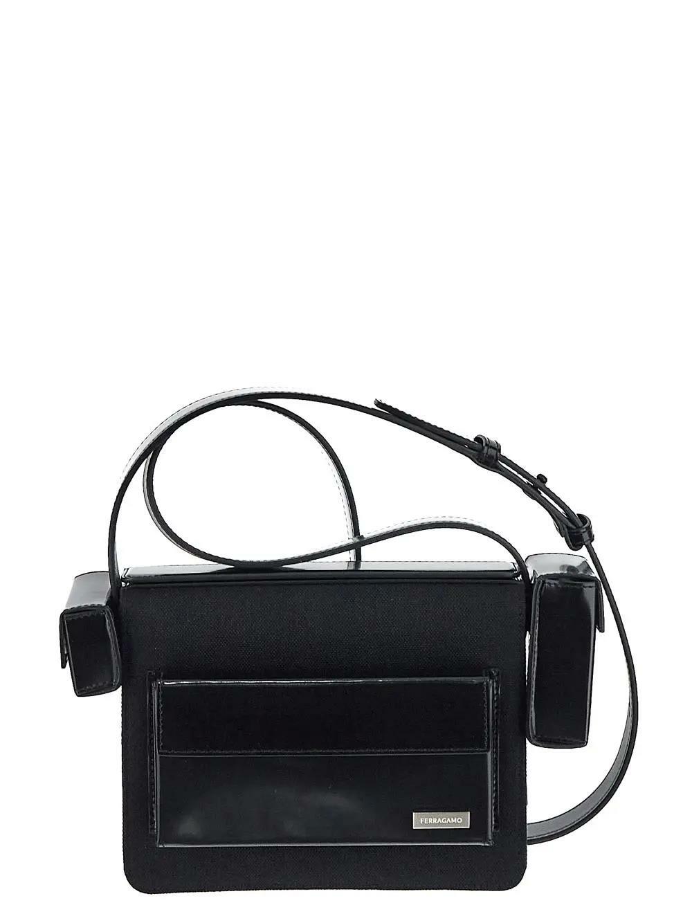 ショルダーバッグ・ポシェット FERRAGAMO Shoulder bag 'Cut Out L' black SALVATORE FERRAGAMO】CUT OUT SHOULDER BAG (FERRAGAMO