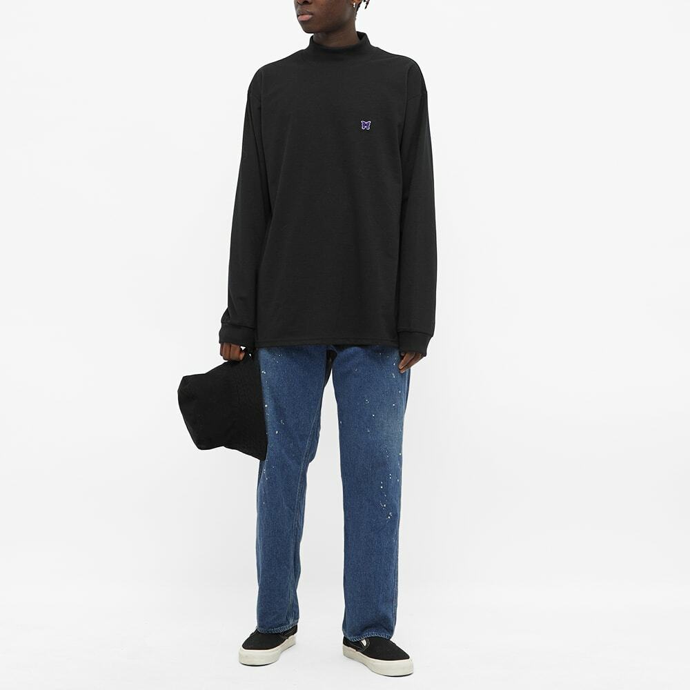 Needles Men's Long Sleeve Mock Neck T-Shirt in Black Needles