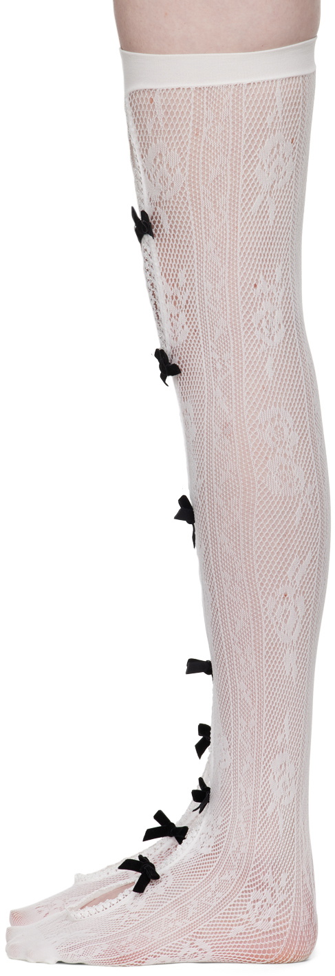 Nodress White Bow Lace High Socks