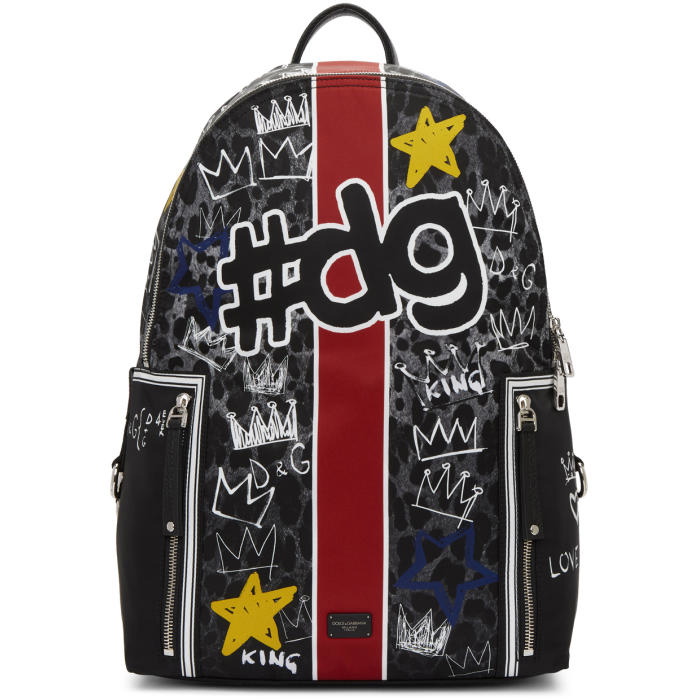 Photo: Dolce and Gabbana Black DG Paint Detail Backpack