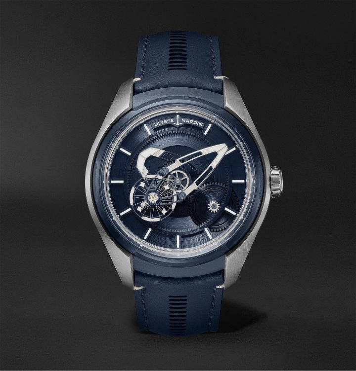 Photo: Ulysse Nardin - Freak X Automatic 43mm Titanium and Leather Watch, Ref. No. 2303-270.1/03 - Blue