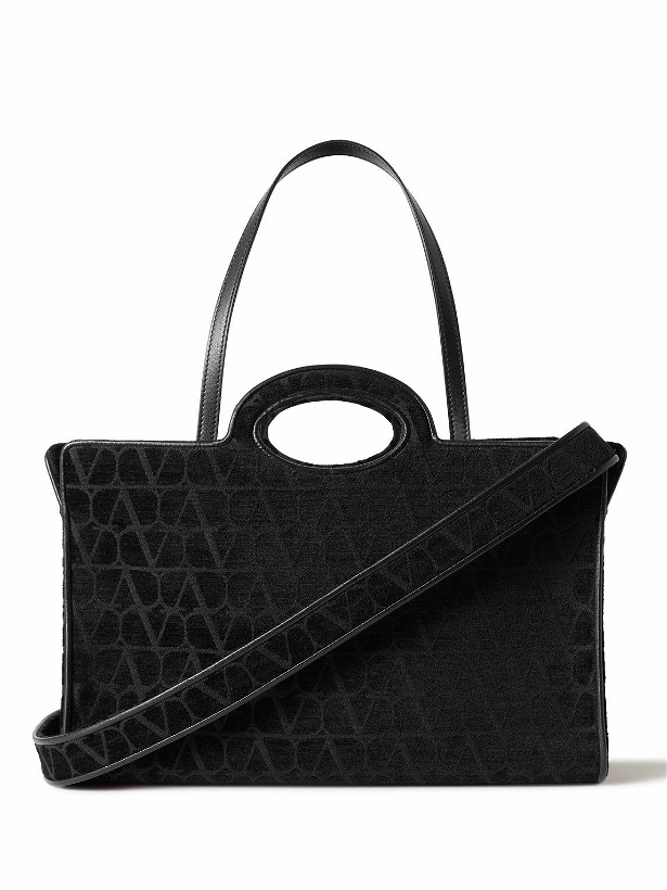 Photo: Valentino Garavani - Medium Leather-Trimmed Logo-Jacquard Canvas Tote Bag