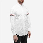 Thom Browne Men's Grosgrain Arm Band Solid Poplin Shirt in White
