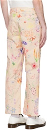 Collina Strada Off-White Doodle Flower Chason Jeans