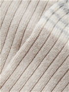 BRUNELLO CUCINELLI - Striped Ribbed Cashmere Socks - Neutrals