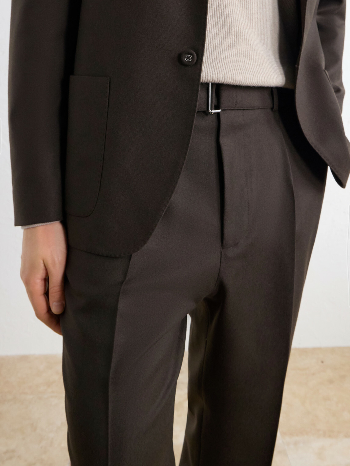 Officine Générale - Hugo Tapered Virgin Wool-Twill Suit Trousers - Brown