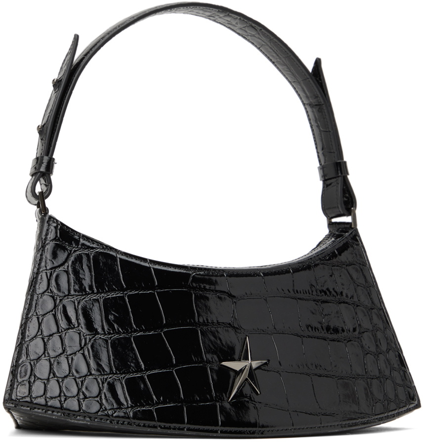 Mugler Black Embossed Crocodile Zenith Bag Mugler