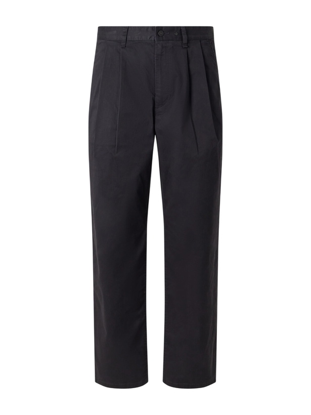 Photo: Rag & Bone - Wide-Leg Pleated Stretch Cotton-Twill Trousers - Black