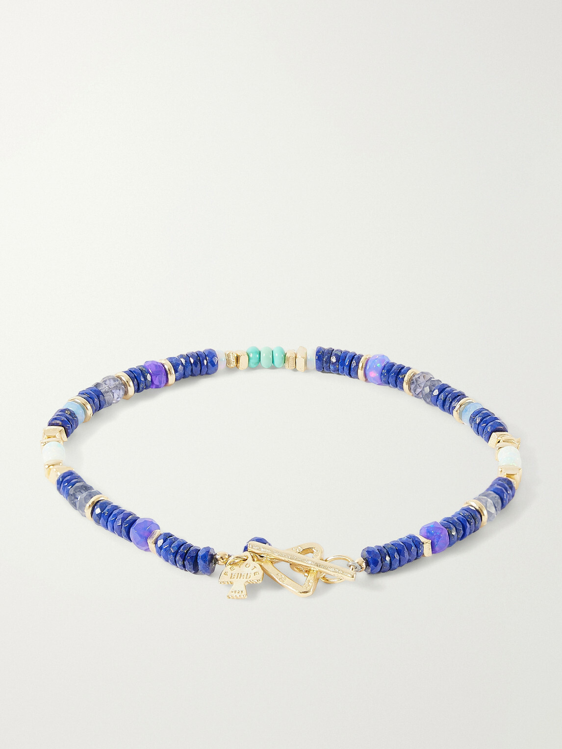 Peyote Bird - Blue Heron Gold-Plated Multi-Stone Bracelet - Blue