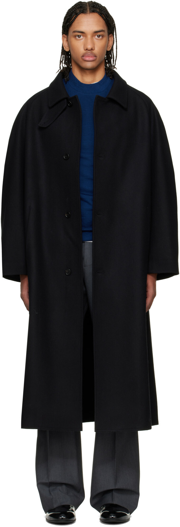 Jil Sander Black Felt Wool Coat