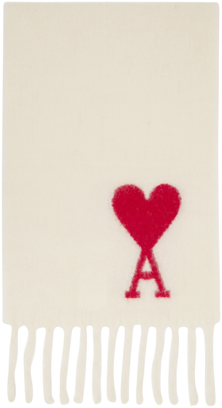 ami c❤︎ AMI Paris Off-White Oversized Ami De Cœur Scarf AMI