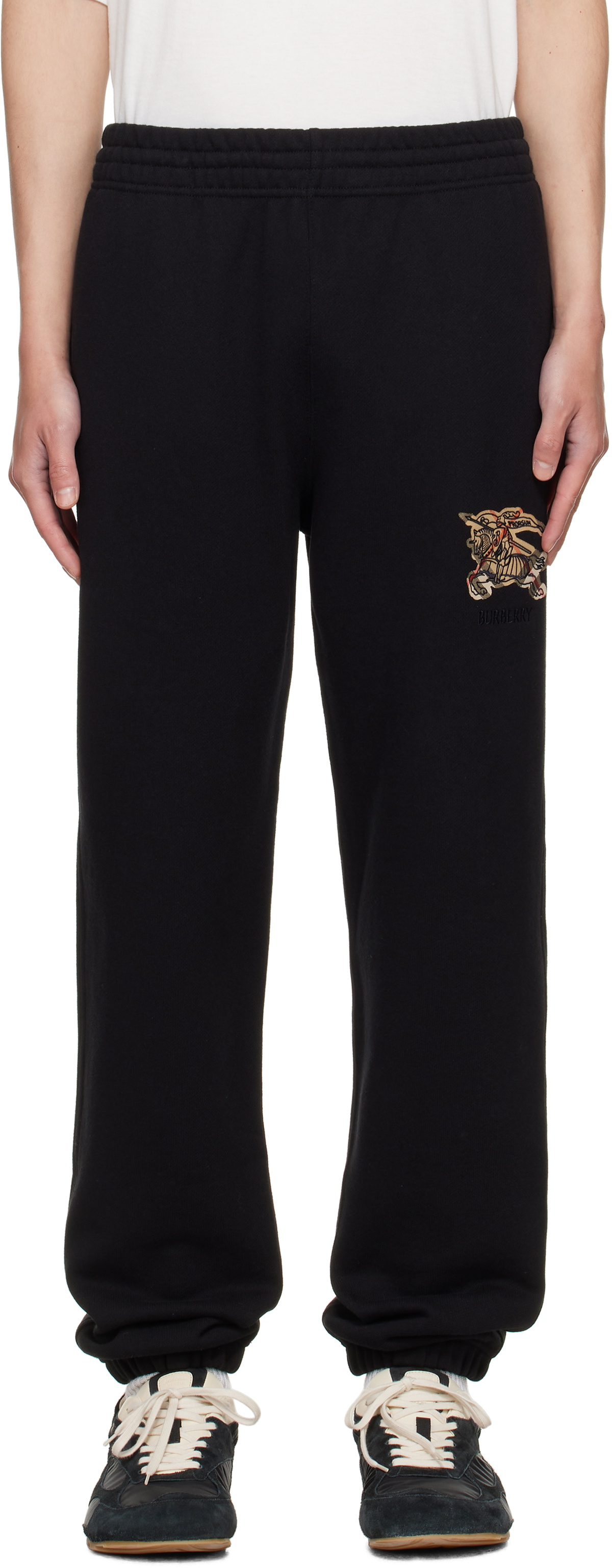Burberry Black EKD Check Cotton Jogging Sweatpants