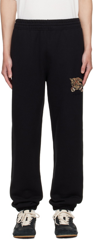 Photo: Burberry Black EKD Check Cotton Jogging Sweatpants