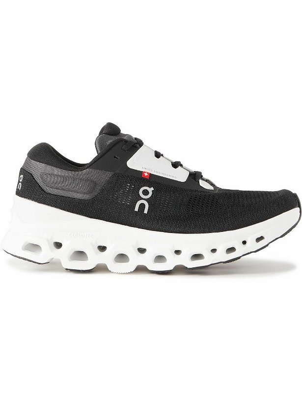 Photo: ON - Cloudstratus 3 Rubber-Trimmed Mesh Running Sneakers - Black