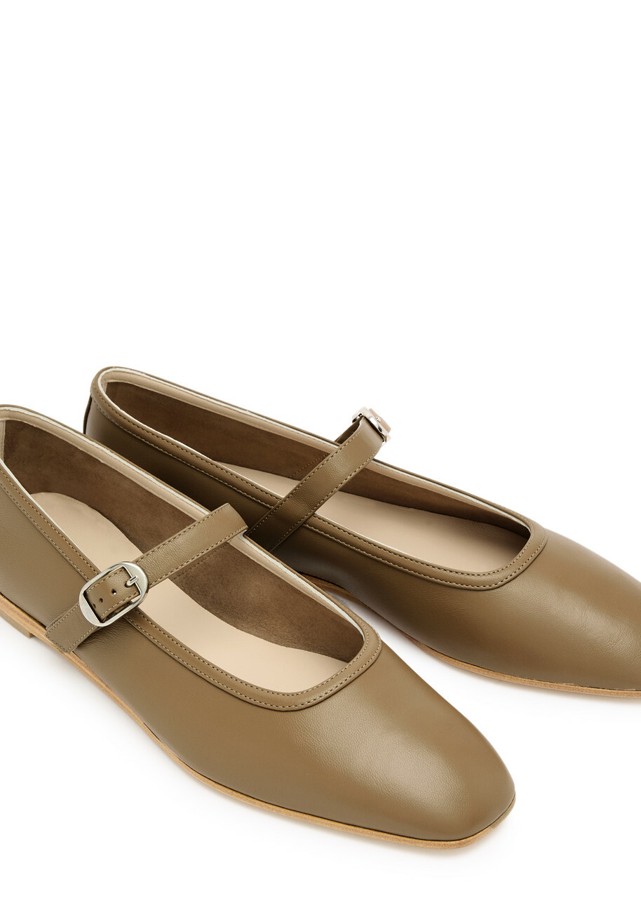 LE Monde Beryl Mary Jane Leather Ballet Flats Taupe