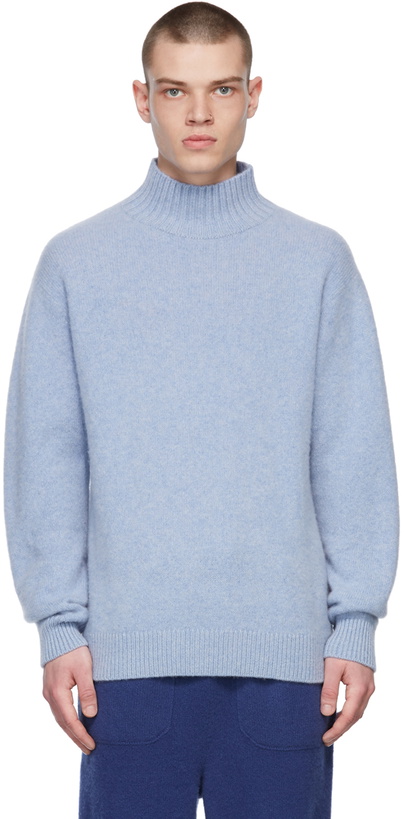 Photo: The Elder Statesman Blue Cashmere Heavy Turtleneck