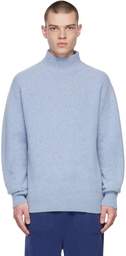 The Elder Statesman Blue Cashmere Heavy Turtleneck