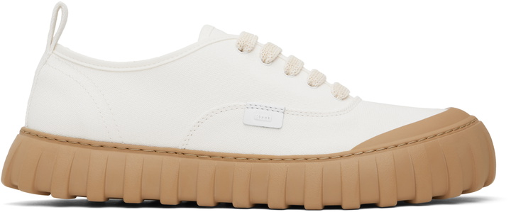 Photo: AMI Paris Off-White Cotton Low Top Tempo Canvas Sneakers
