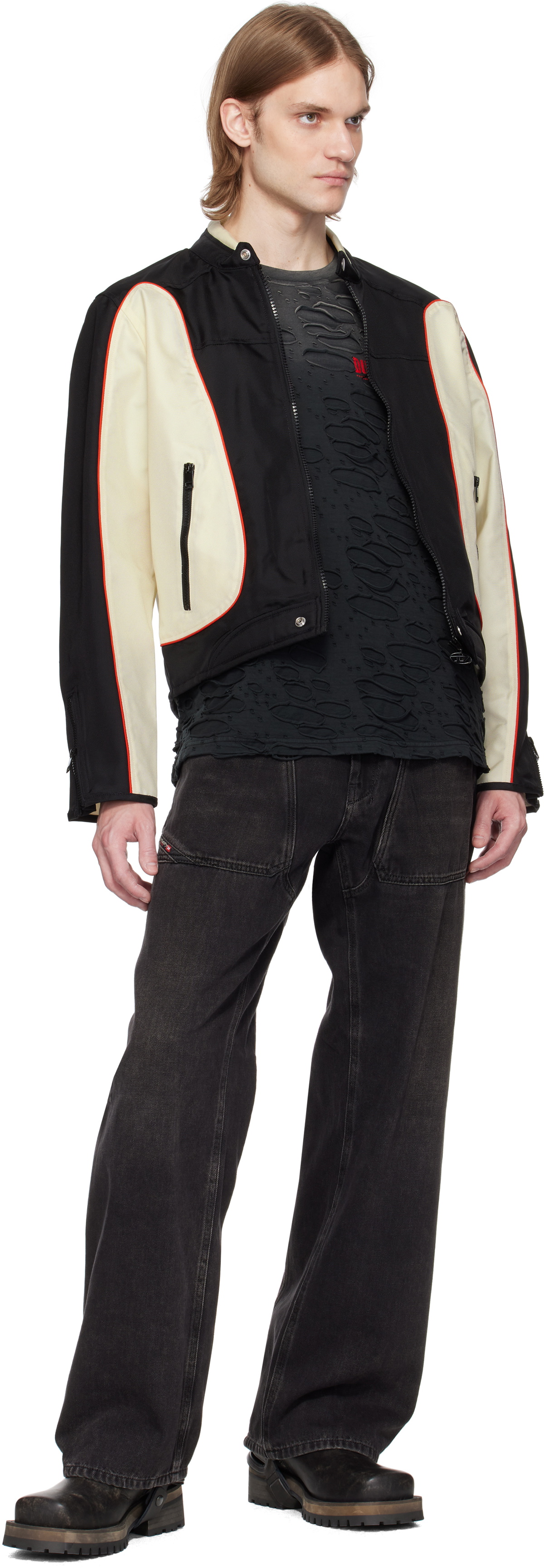 Diesel Off-White & Black J-Blink-A Jacket Diesel