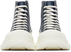 Alexander McQueen Navy Leather Tread Slick High Sneakers