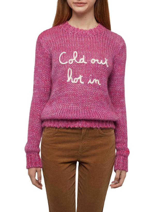 Photo: MC2 Saint Barth Woman Crewneck Soft Sweater With Cold Out Hot In Embroidery
